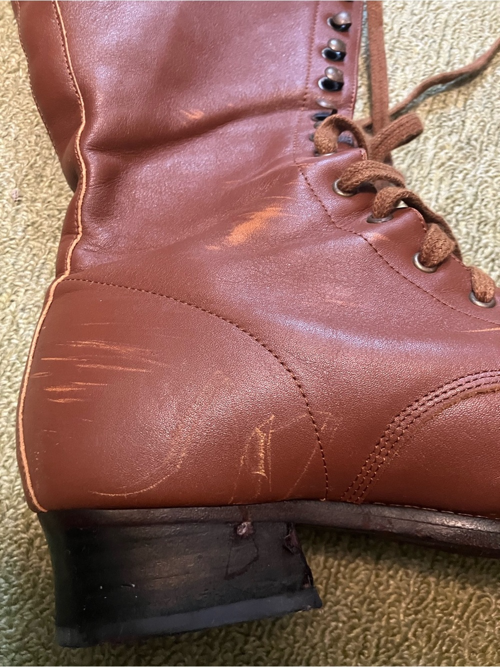 American Duchess “Bessie” Aviator Boots in Tan - Picture 5 of 11